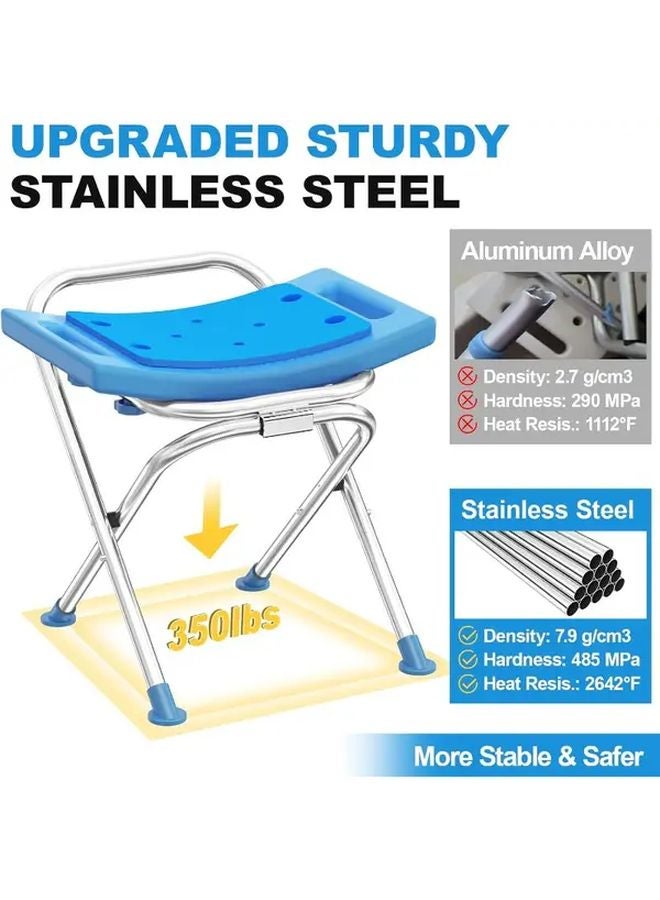 Folding Rectangular Heavy Duty Stainless Steel Bath Stool Supports 400 lbs Ideal for Elderly Disabled - Image 3